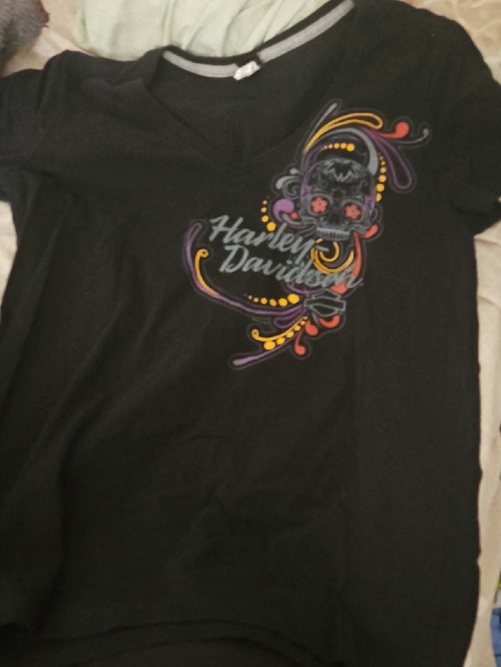 Womens Harley-Davidson Black Graphic V-Neck Tee